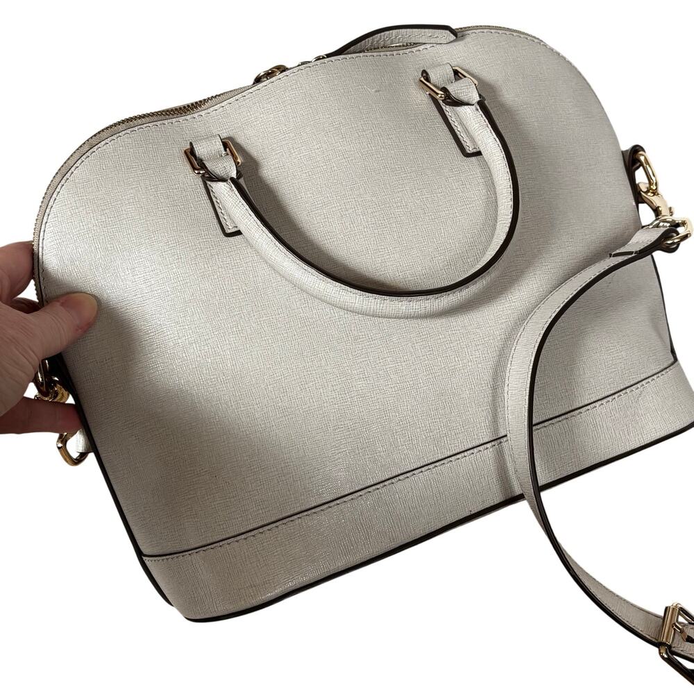 Dooney & Bourke purse light gray/sand saffiano leather 2–way satchel shoulderbag - Picture 5 of 16